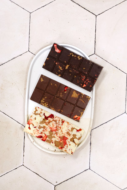 Aardbei, karamel & speculaas chocoladereep